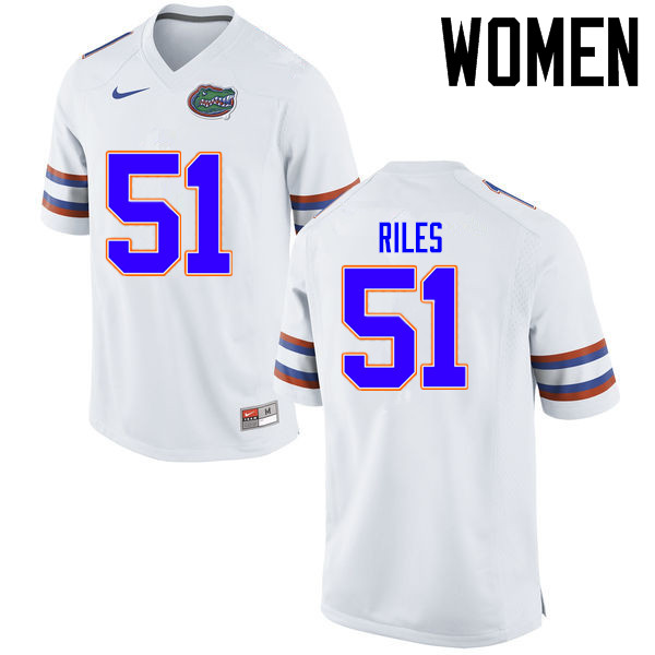 Women Florida Gators #51 Antonio Riles College Football Jerseys Sale-White - Click Image to Close